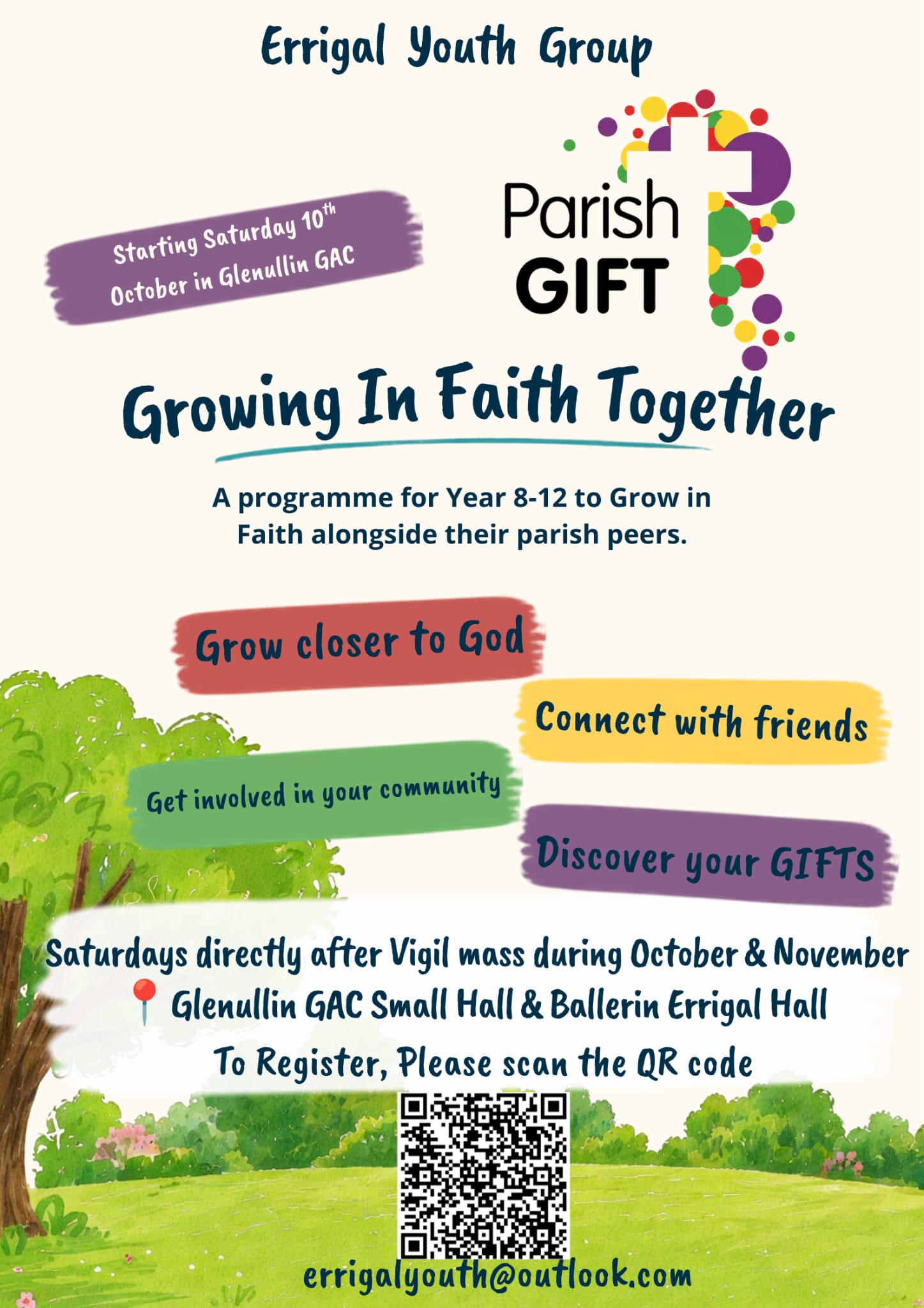 Errigal Youth Group Parish GIFT programme poster